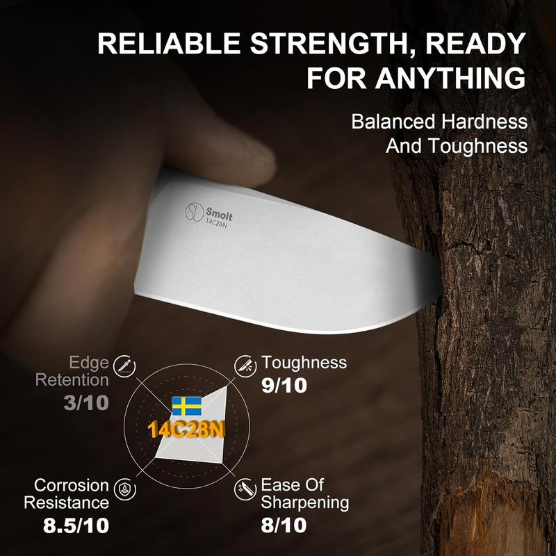 KIZER Smolt Fixed Blade Knife, 2.93" 14C28N Fixed Blade with Black G10 & Micarta Handle, Drop Point EDC Knives with Sheath for Camping Hiking 1063A6 - Image 3